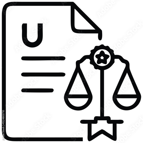 Legal Document and Scales of Justice Icon Symbolizing Law and Jurisprudence Concepts