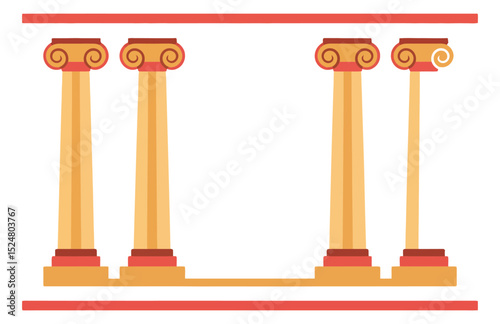Classical Pillars – Twin Greek Column Vector Illustration

