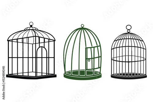 Bird Cages Icon Silhouette Decorative Vector Illustration