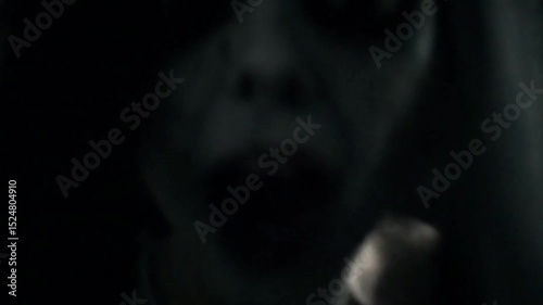 cinematic video of a scary female ghost in an old abandoned building