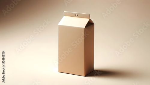 Sustainable eco-friendly kraft paper drink carton isolated on beige background with minimalist design and unbranded packaging presentation