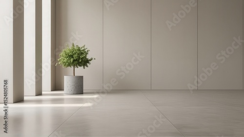 Modern Interior Design With Potted Plant and Minimalist Aesthetic
