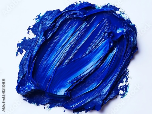 Blue brushstroke texture isolated on white background. Blue color pain brush effect on white color.
