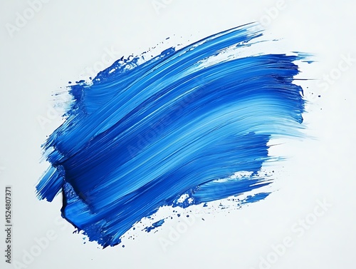 Blue brushstroke texture isolated on white background. Blue color pain brush effect on white color.