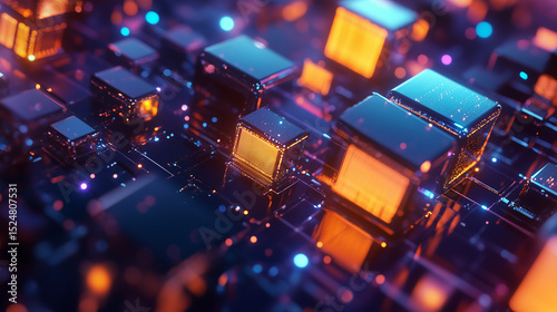 Quantum Computing Visualization with Glowing Cubes