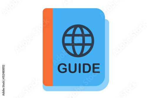 Travel Guide icon - An open book or pamphlet with global symbols, representing tourist information or city guides.