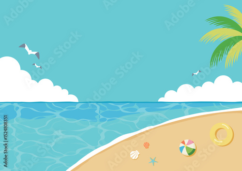 夏空と海のバナーイラスト背景