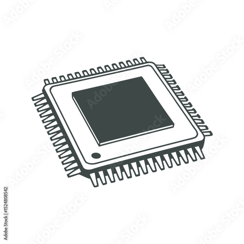 line-art-of-ai-chip-on-the-white-background.eps
