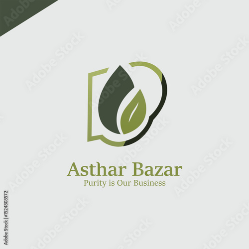 Green Leaf Drop Logo, Letter D Shield Icon.