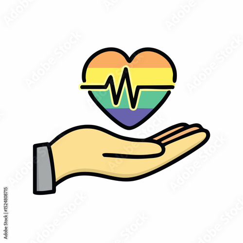 Rainbow Heartbeat  Symbol of LGBTQ+ Health and Wellbeing
