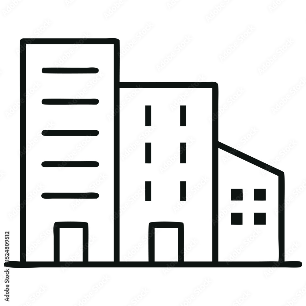 Minimalist Building Outline Cityscape Illustration with Simple Architectural Design Elements for Modern Concepts Minimalist Building Outline Cityscape Illustration with Simple Architectural Design Elements for Modern Concepts