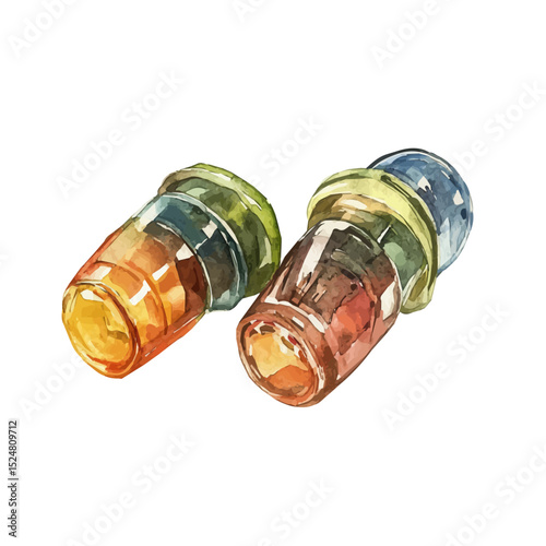 Industrial Earplugs, watercolor illustration vector, high quality, isolated on a white background.