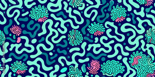 Colorful Abstract Microorganism Seamless Vector Pattern