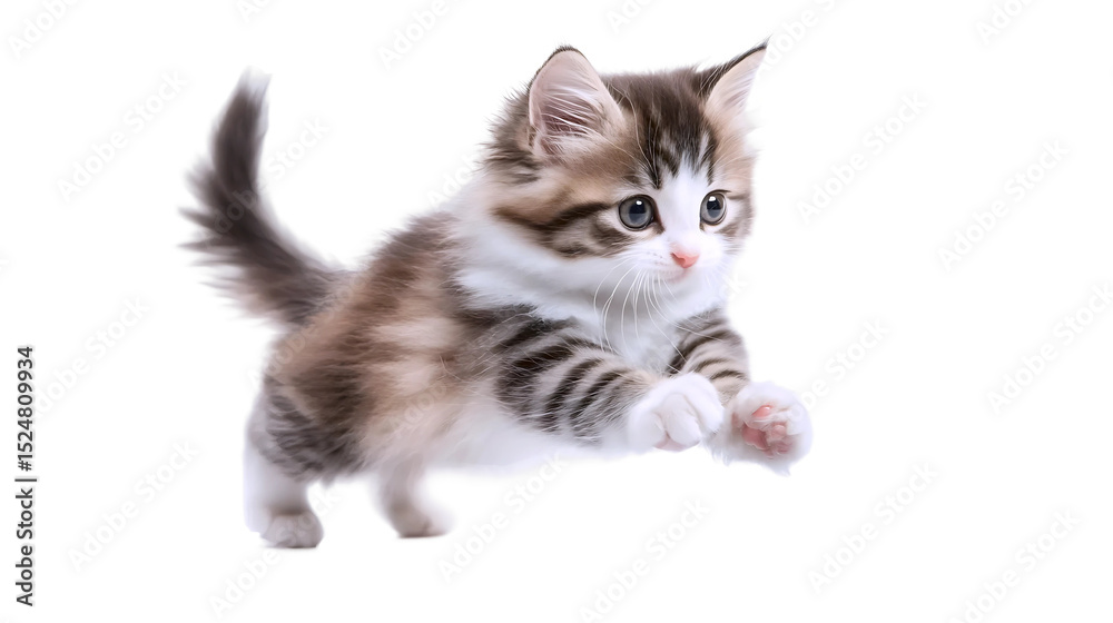 Obraz premium Playful Kitten Chasing Toy