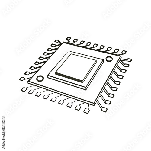 line-art-of-cpu-on-the-white-background.eps
