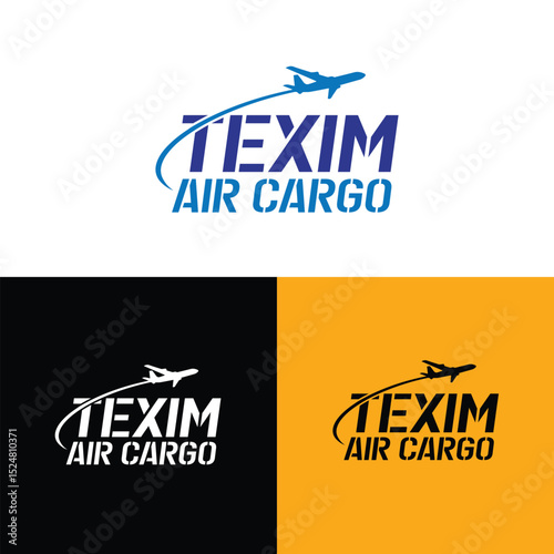 Texim Air Cargo logo. Global freight air cargo transportation logo design. International trade and logistic vector design.