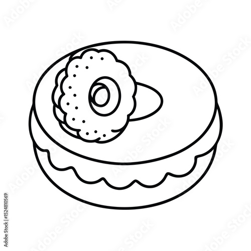 Delicious donut line art featuring a sweet topping and perfect for food related projects