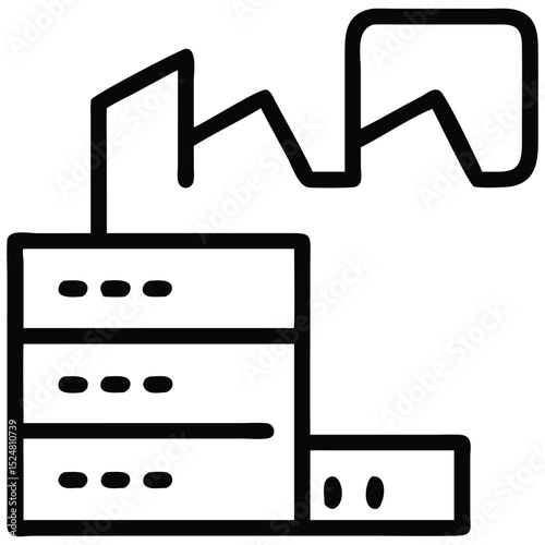 Minimalist Illustration of a Modern Factory with Smokestacks Icon Design