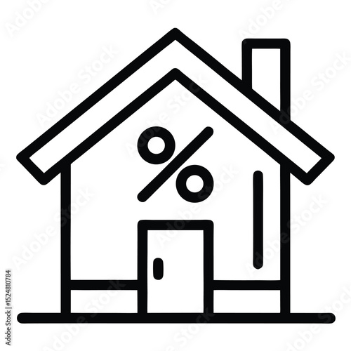 house with percentage symbol, mortgage and home loan icon