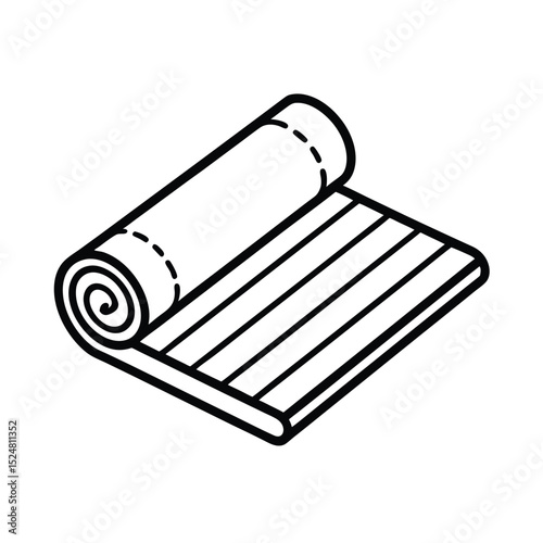 Isometric illustration of a rolled-up exercise mat ready for yoga and fitness activities.