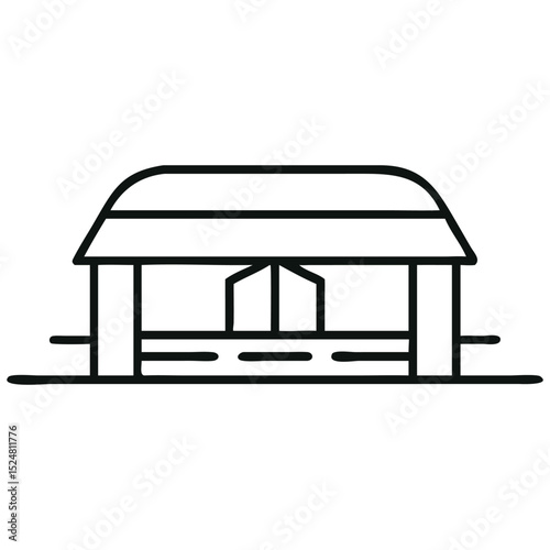Minimalist Style Illustration of a Simple Covered Dock on Pilings Over Water