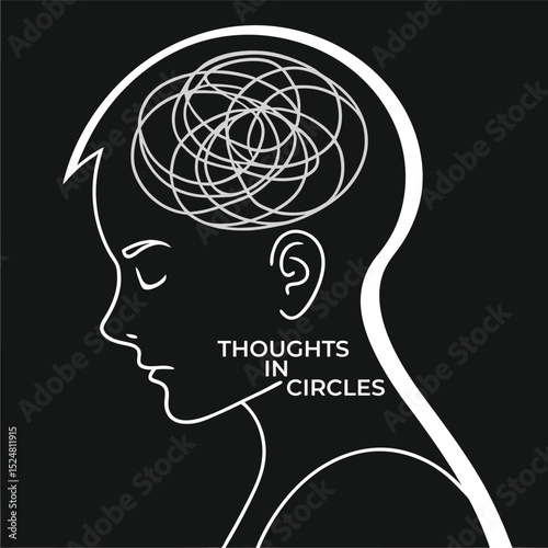 Mind's Labyrinth: A minimalist illustration captures the essence of intricate thoughts, with a graphic representation of the human mind as a web of complex ideas and emotions.