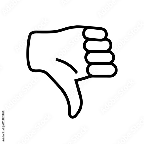 Hand showing a negative sign, outline icon. Black illustration, vector. Modern minimal flat design, white background.