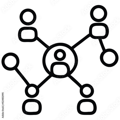 Network of People Central Figure Linked to Multiple Connections and Relationships Diagram