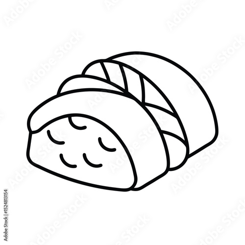 Simple and cute line art illustration of a traditional japanese nigiri sushi food dish