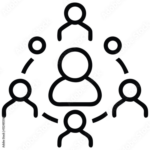 Network of People Connection Icon Displaying Teamwork, Leadership, and Communication in Business
