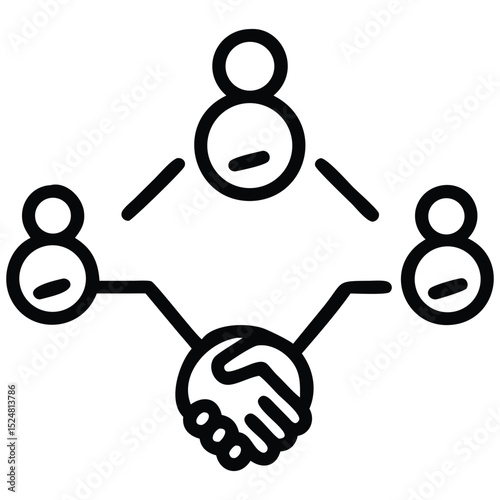Networking with handshake connecting people, teamwork collaboration symbol forming connection for partnership agreements
