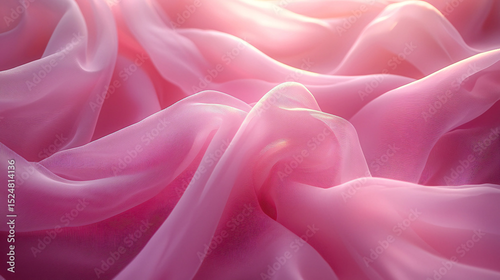 Obraz premium Soft Pink Satin Fabric Drapery with Gentle Waves and Texture