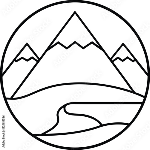 mountain and river design symbolizing strength and peace
