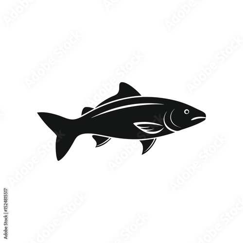 silhouette vector icon of realistic fish icons of Salmon on white background in Adobe Illustrator Artwork