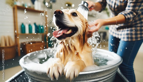 Dogs and bathing are taken care of and cared for.