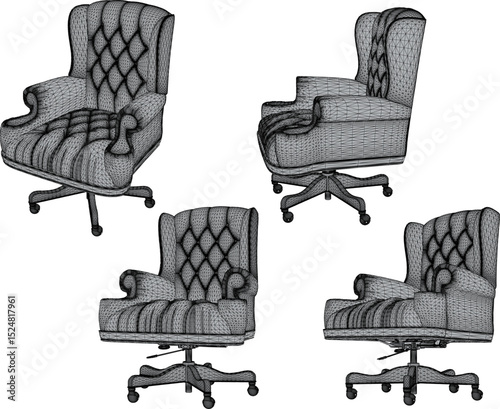 sketch vector illustration design of a swivel work casual sofa chair for office employee sitting