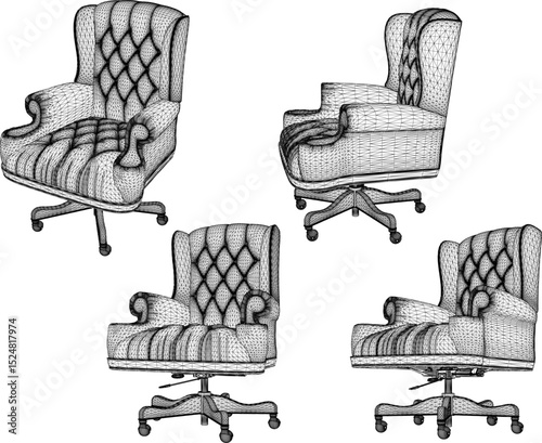 sketch vector illustration design of a swivel work casual sofa chair for office employee sitting 