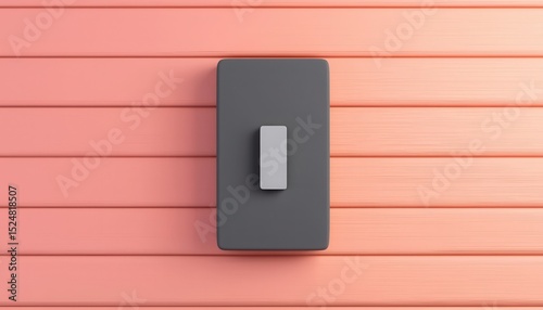 A modern light switch on a pink wooden wall, creating a minimalistic and stylish look.
