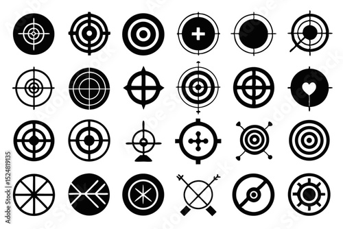High quality target aim icon set crosshair bullseye graphics isolated on transparent background