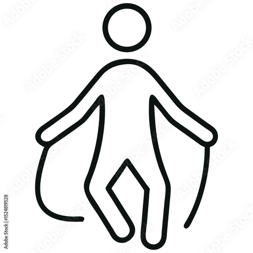 Outline Illustration of Person Jumping Rope, Exercise, Fitness, and Physical Activity Concept