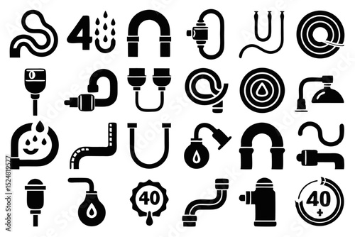 Black water hose icon design template isolated on transparent background