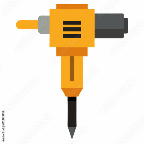 Yellow and gray pneumatic demolition hammer icon