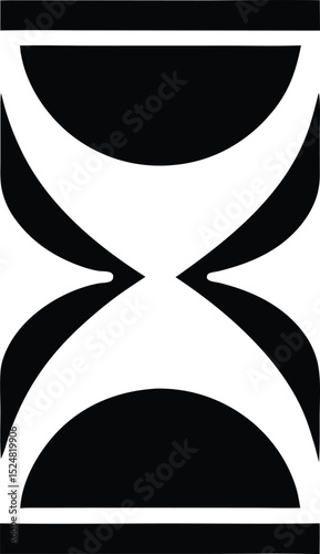 Minimalist Black and White Hourglass Symbol in Abstract Design