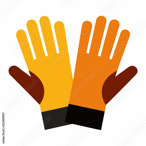 Pair of yellow and brown work gloves illustration