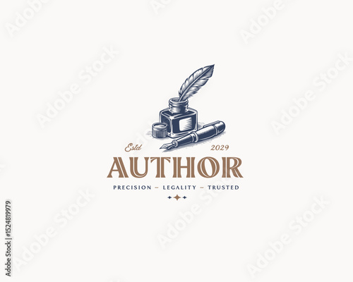 Quill signature for Law Firm, Law Office, Lawyer services logo template design