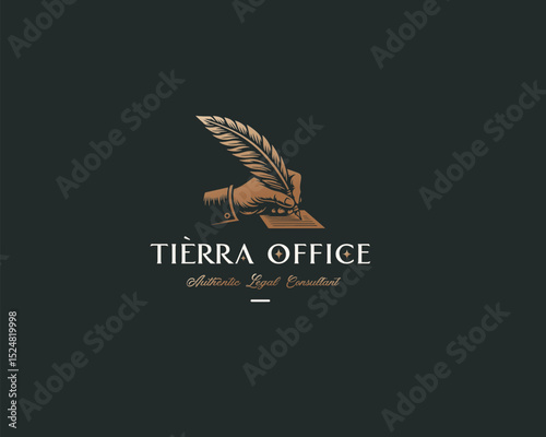 Quill signature for Law Firm, Law Office, Lawyer services logo template design