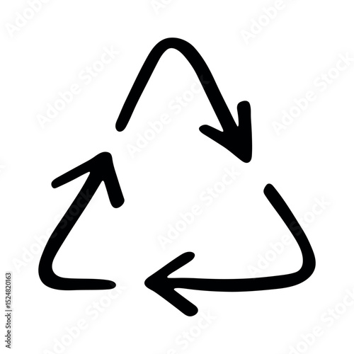 Hand drawn recycle arrow icon Recycling resources symbol Reuse of materials, zero waste, green environment, saving the planet