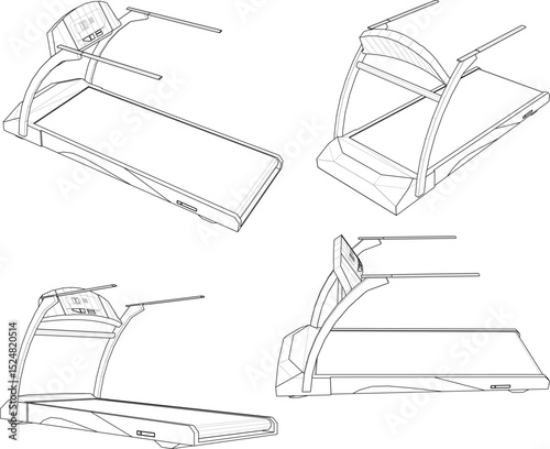 vector illustration of a simple modern treadmill sport fitness machine design