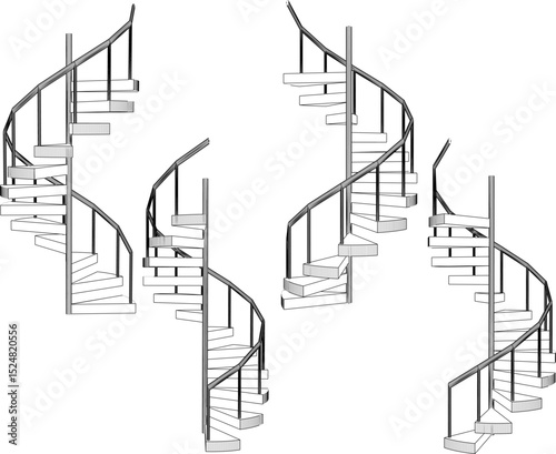 Vector illustration of a simple spiral staircase design for a residential house to go up to the upper floor