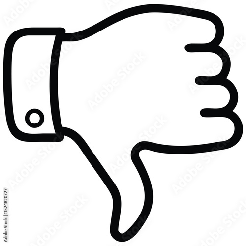 Outline of Thumbs Down Gesture with Sleeve, Button, on White Background